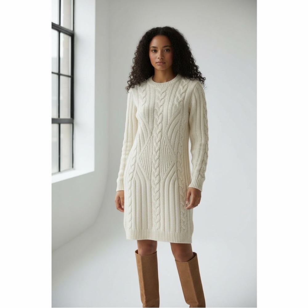Moon River Long Sleeve Cable Knit Sweater Dress‎ Small NWT